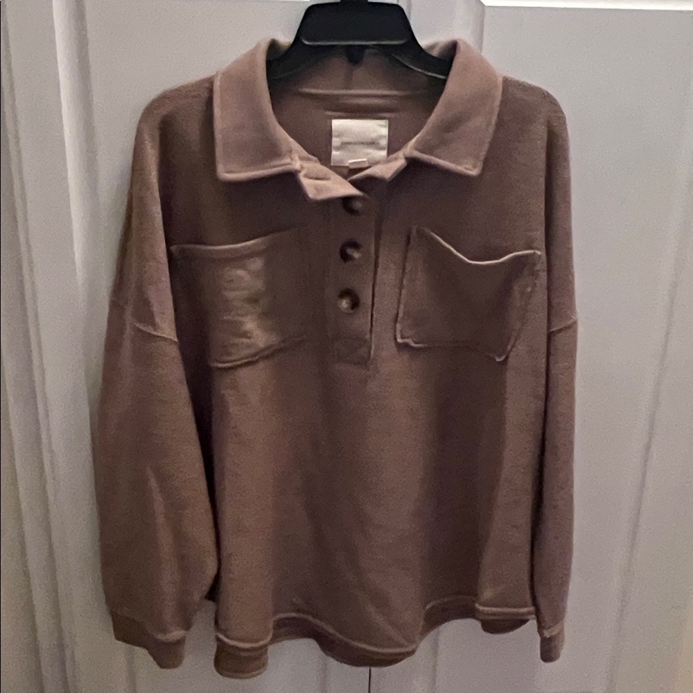 American Eagle Outfitters Textured Tan Sweatshirt - Picture 2 of 6